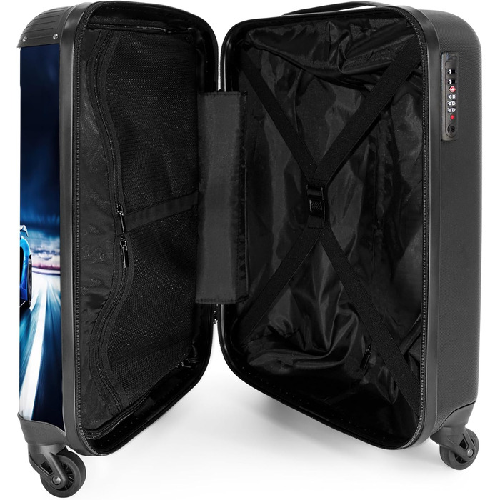 Дитячий валіза-роликовий колірний з ініціалами та іменем, 55x40x20см - валіза для ручної поклажі, валіза для хлопчиків, легкий, з принтом 'Ренн-авто'