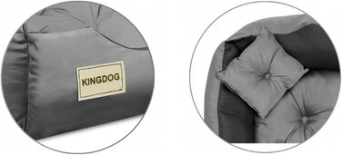KingDog Microfiber Dog and Cat Bed with Two Cushions, Dog Cushion, Dog Basket, Pet Bed, Washable, Waterproof Material (Inner Dimensions: 40x30cm / Outer Dimensions: 55x45cm, Grey/Black)