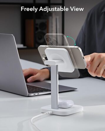 Зарядна станція 2-в-1 ESR MagSafe для Apple Watch та iPhone 17e/17/16/15/14/13/12, AirPods 4 - Біла