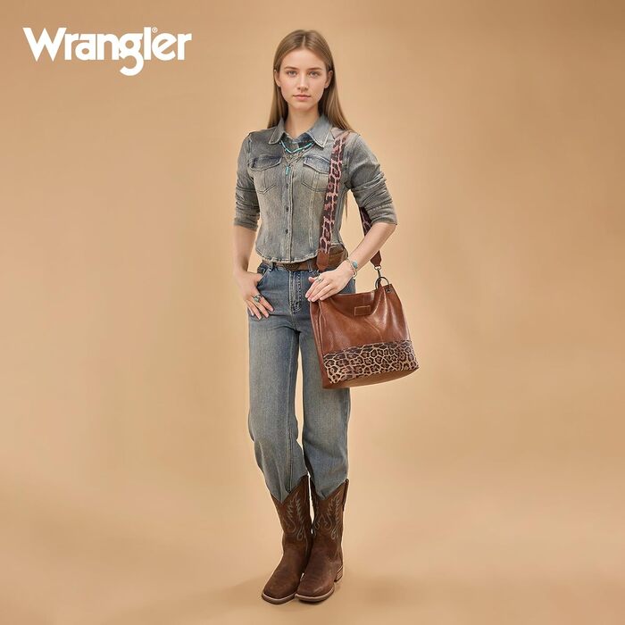 Сумка жіноча Wrangler Hobo з екошкіри, верхня ручка, крос-боді, леопардовий коричневий