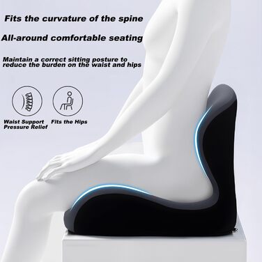 Ортопедична подушка для сидіння з підтримкою спини, Memory Foam, для офісного крісла, авто, інвалідного візка (Темно-сірий)