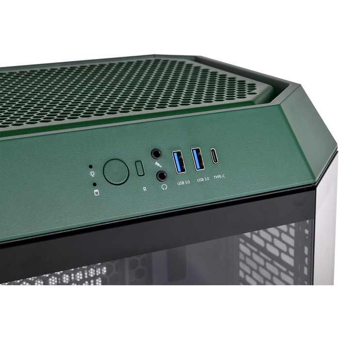 Thermaltake The Tower 300 Racing Green: Корпус ПК Micro-ATX/mini-ITX з вертикальним дизайном та 3 скляними панелями | 2x140mm вентилятори PWM | Підтримка радіатора до 420mm