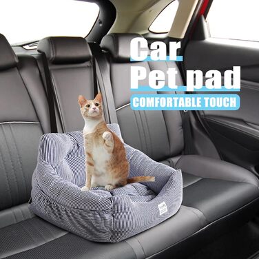 Автокрісло для собак PETCUTE: зручне, миється, з кишенею та страхувальним ремінцем, для всіх типів авто (M, смужки)