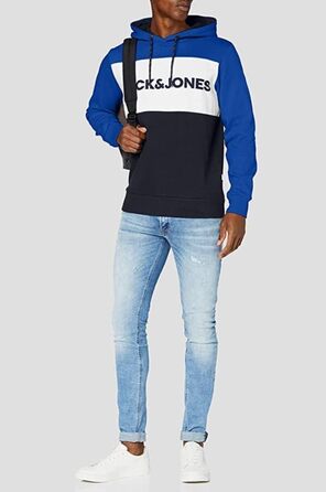Чоловічий теплий худі з логотипом JACK & JONES Basic Kapuzen Sweatshirt, класичний синій колір, Regular Fit