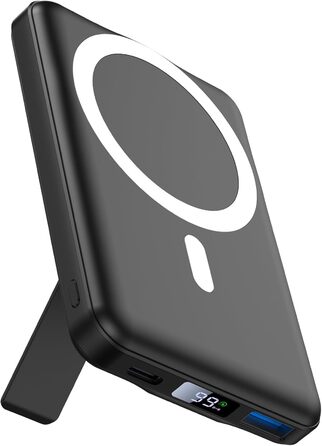 Power Bank AOGUERBE 10000mAh з MagSafe, LED дисплеєм, PD 22.5W, для iPhone 17/16/15/14/13/12 (Чорний)