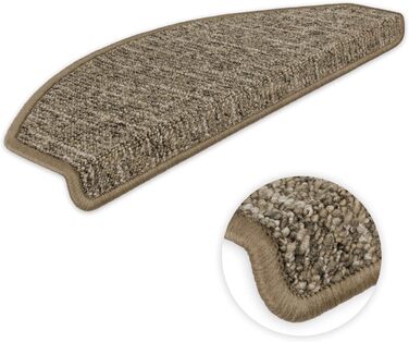 Ступінчасті килимки Kettelservice-Metzker Altona напівкруглі | Одинарні та економ-пакети | Килимки для сходів, світло-коричневий, 14 шт.