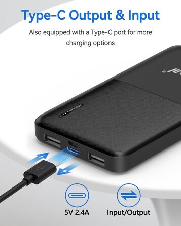 Powerbank 10000mAh з 3 виходами та 2 входами (Type-C), для iPhone, iPad, Samsung та інших пристроїв