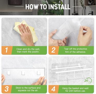 Поличка для душу Uamector без свердління - 2 шт. (білий, нержавіюча сталь)