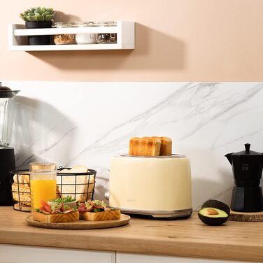 Тостер Cecotec Toaster 2 Scheiben Retro Beige, 980 Вт, 2 слоти, нержавіюча сталь, регулювання потужності, піддон для крихт
