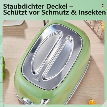 Електричний чайник та тостер-сет Retro з нержавіючої сталі, 2200 Вт, 1.8 л, для чаю, кави, дитячого харчування, без BPA, зелений