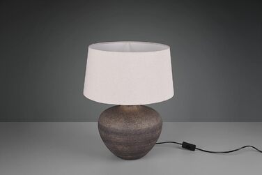 Торшер Reality Leuchten Lou R50961844: керамічний, коричневий, з абажуром кольору бежевого, висота 25 см (38 см), цоколь E14