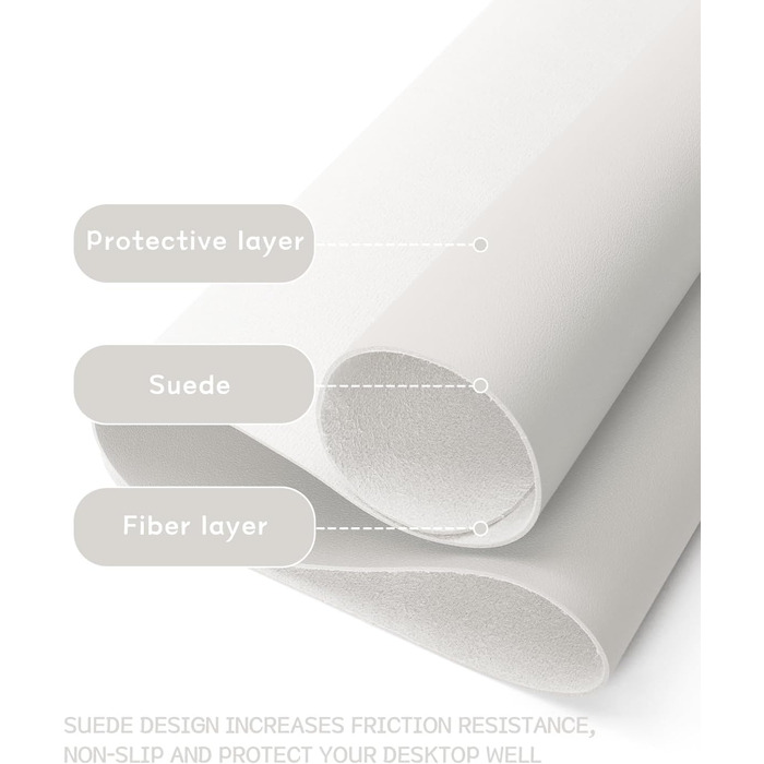 Підкладка під мишу YSAGi з шкіри, 80x40 см - захист столу для офісу та дому (сірий)