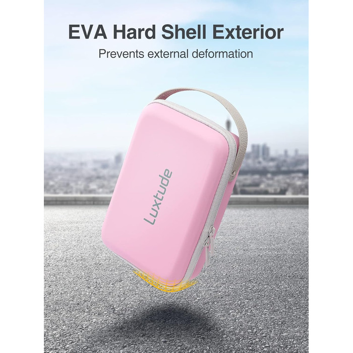 Органайзер для кабелів Luxtude: зручна дорожня сумка для кабелів, зарядних пристроїв та Powerbank (рожевий)