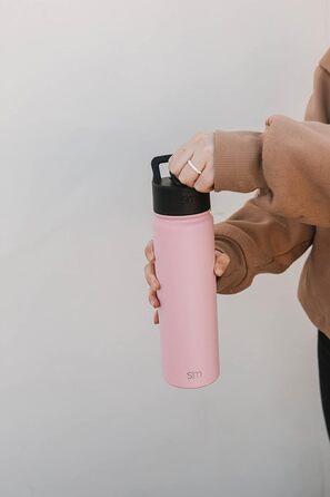 Simple Modern Trinkflasche mit Strohhalm und Chug-Deckel | Stainless Steel Insulated Water Bottle with Straw and Chug Lid for Sports, Gym | Summit | 950ml | Checkmate (651 ml, -Graphite)
