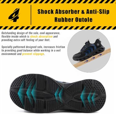 Робочі черевики Hitmars, унісекс, самозатягування, розмір 36-46 (H23, блакитний, 39 EU)