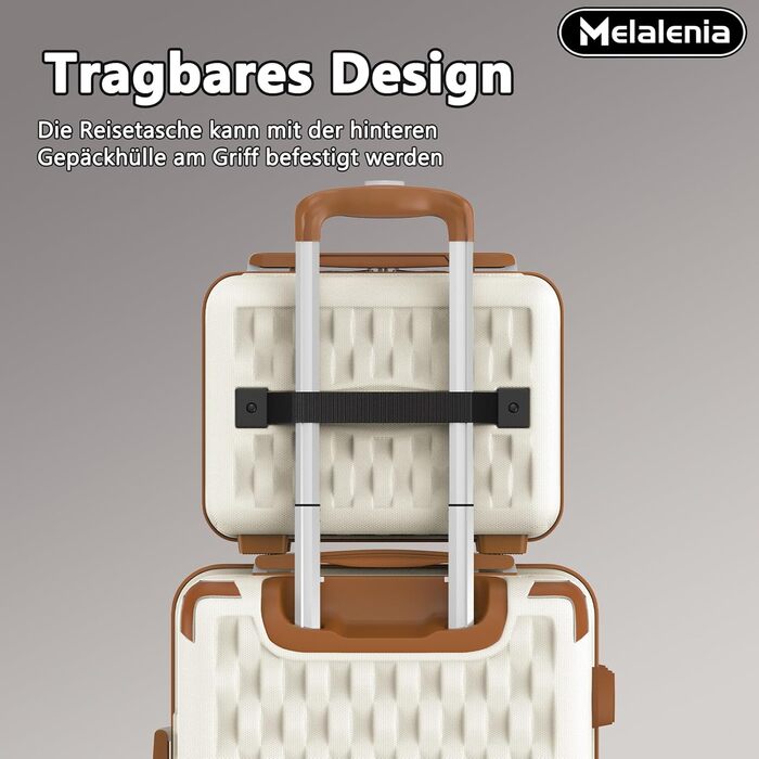 Набір валіз Melalenia 7 предметів з жорстким корпусом, легкий, на 4 колесах з TSA-замком. Включає косметичку, сумку для подорожей та кулькову косметичку (білий, 53 см, ручна поклажа 4 предм.)