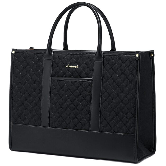 Сумка для ноутбука LOVEVOOK жіноча водонепроникна для роботи, університету, офісу (14 дюймів, чорна). Бізнес-сумка, шоппер, портфель, сумка для вчительки зі шкіри