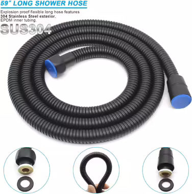 ENGA Vintage Handheld Showerhead Rain Shower Telephone Shape Brass Ceramic Shower Head with 59 Inch Hose for Bathroom (Retro) (Black)