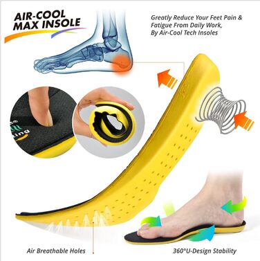 Черевики робочі S3 для чоловіків та жінок, M-8025NB. Безпечні черевики з водонепроникного та дихаючого шкіряного верху, легкі та зручні устілки, композитний захист пальців та антипрокольна підошва. Колір: бежевий, розмір: 44 EU, ширина: широка.