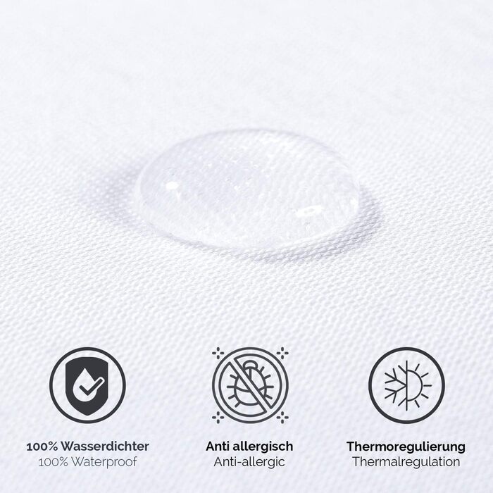 Alreya Waterproof Mattress Protector Breathable Cover with All-Round Cover 90 cm x 200 cm (2-Pack) Mattress Topper without Crinkling, Cotton Mattress Protector