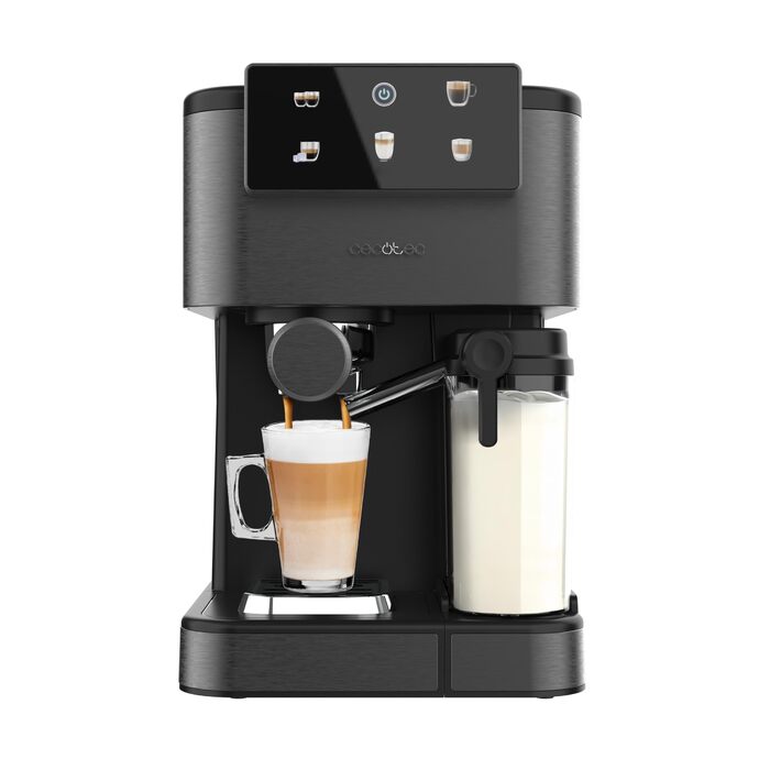 Кавомашина еспресо Cecotec Power Espresso 1350 Вт, 20 Бар, сенсорний дисплей, резервуар 1.5 л, капучинатор, подвійний холдер (ColdBrew Latte Dark)