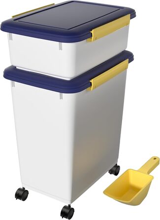 Cetomo Airtight Dog Food Container with Wheels - 10L & 32L Capacity - White