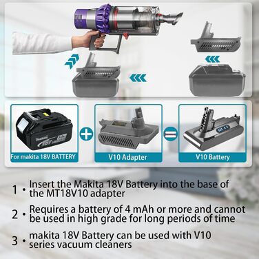 Адаптер для Makita 18V акумулятора на Dyson V7/8: перетворювач для ручних пилососів Dyson