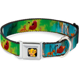 Нашийник для собак з кріпленням для автопасків, Lion King Simba & Pumba, 9-15 дюймів, ширина 2.5 см, підходить для малих собак