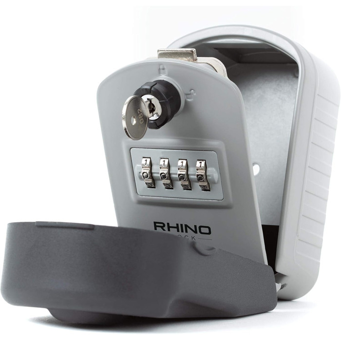 Сейф для ключів Rhino Lock Kombi настінний з кодовим замком та доступом за допомогою ключа - сірий (Pro)