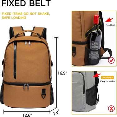 28L Insulated Cooler Backpack - Double Layer Thermal Rucksack for Picnics, Camping, Travel (Brown)