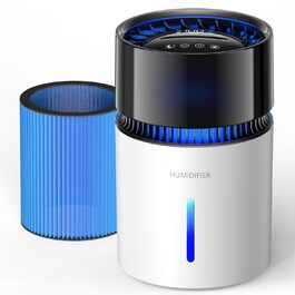 Зволожувач повітря 3L з верхнім заповненням, фільтром, для спальні, до 35 годин, таймер, автовимкнення, тихий (19dB), 5 режимів туману, смарт-зволожувач для спальні, дитячої кімнати, рослин, білий