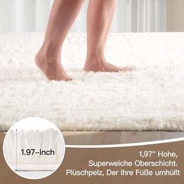 Килимок для вітальні Sour Lemon, 60 x 120 см, сірий, для спальні, миючий, нековзний, пухнастий, з бахромою (слонова кістка, 80x300 см)