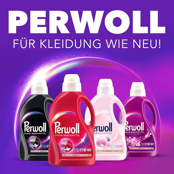 Рідкий засіб для прання кольорових речей Perwoll Color, технологія Dreifach-Renew для відновлення кольорів та волокон, 1.35 л (набір 8 шт, 160 прань)