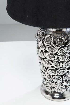 Настільна лампа Kare Design Rose у формі троянди, сріблясто-чорна, керамічна основа, 59x34x34 см — стильний світильник для вітальні та спальні