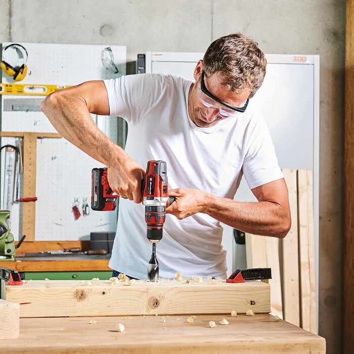 Акумуляторний дриль-шуруповерт Einhell TE-CD 18/48 Li-i Solo Power X-Change (18 В, Li-Ion, 2 швидкості, ударний режим, LED, 2x 2.0 Ah акумулятори, зарядний пристрій)