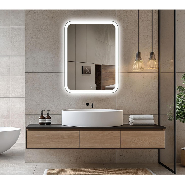 Дзеркало для ванної кімнати Venti 50x70 см з підсвічуванням та сенсорним вимикачем