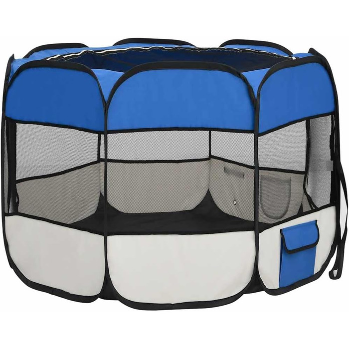 Вольєр для цуценят VidaXL, розкладний, 145x145x61 см, блакитний