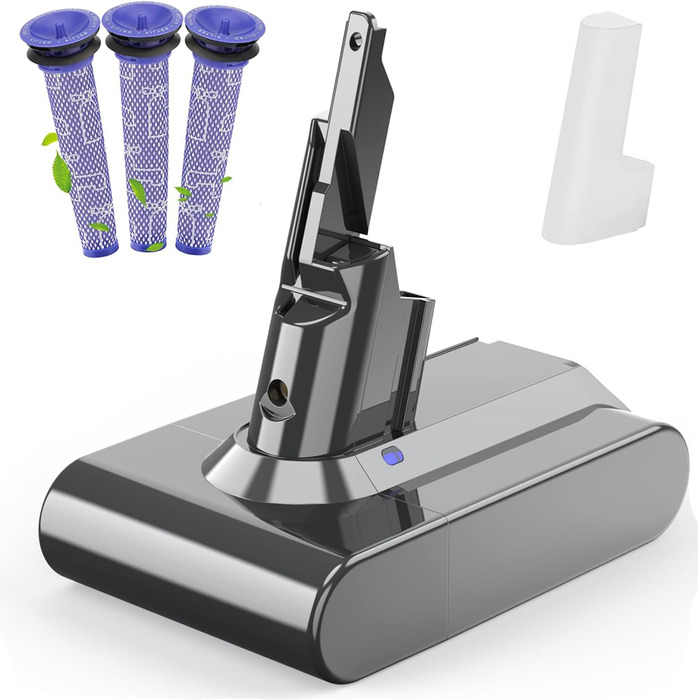 Запасний акумулятор 6000mAh для пилососів Dyson V7, SV11 Animal, Fluffy, Absolute, Trigger, Motorhead Pro, Car+Boat. З 3 фільтрами.