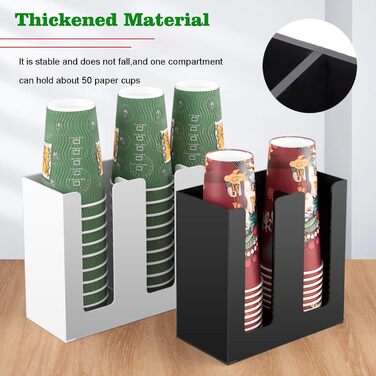 Together-Life Paper Cup Organizer Dispenser, Disposable Cup Lid Holder, Display Storage, Coffee, Milk, Tea Shop, Restaurant Supplies, Halloween Party Accessories (2 Compartments, black)