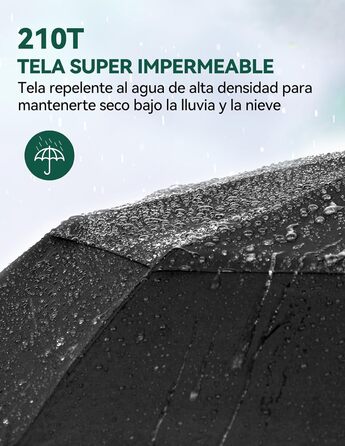 TECKNET Парасолька автоматична, чорна, штормостійка, легка у використанні