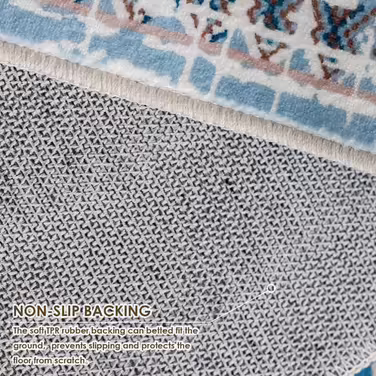 OMERAI Large Rug - Living Room Rug 200x290CM, Bedroom Rug Dark Blue, Oriental, Soft Short Pile Carpet - Machine Washable Rugs Dark Blue 200 x 290 cm