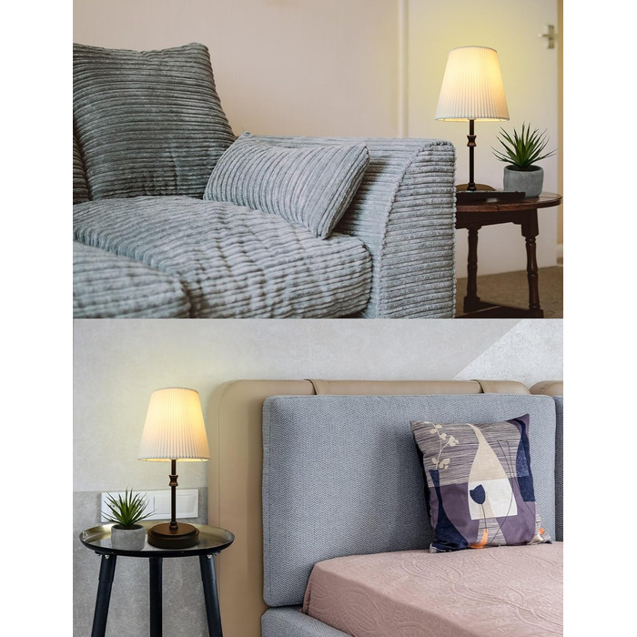 Торшер на тумбочку з сенсорним керуванням, регульована яскравість, 31.5 см, ретро-дизайн, чорний. Ідеальний подарунок на Новий Рік та Різдво