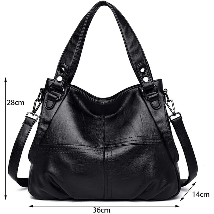 Жіноча сумка-шопер велика шкіряна чорна через плече Hobo Bag Damen - оригінал