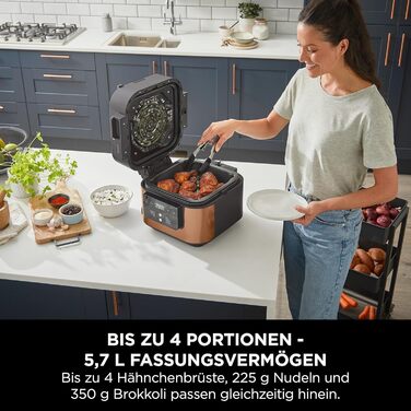 Ninja Speedi Multi Cooker, 5.7L, 10-in-1 Multi Cooker, Air Fryer Hot Air Fryer, Slow Cooker Slow Cooking, Grilling, Baking, Black & Copper ON400EUCP
