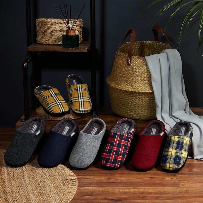 Тапочки чоловічі Dunlop з підкладкою, антиковзкі, з Memory Foam, 44 EU, темно-синій, бордовий