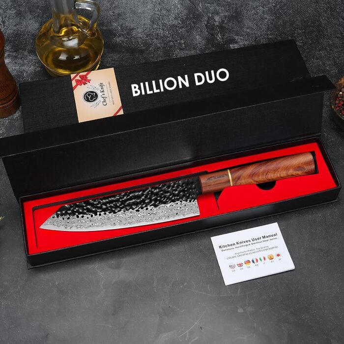 Професійний кухонний ніж Kiritsuke BILLION DUO 21 см, дамаск VG10, 67 шарів, дерев'яна ручка, серія HGBY