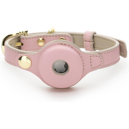 Cupertino Dog Collars, Harnesses & Leashes from Vegan Leather with Dog Tracker Device Holder, Adjustable Dog Collar (Small (Neck: 12x15), Pink) (Medium (Neck: 15x19), Pink)