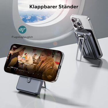 Power Bank Magsafe 10000mAh з USB-C, 20W PD, бездротова зарядка для iPhone, Apple Watch, AirPods (Чорний)