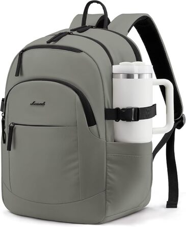 Рюкзак LOVEVOOK для ноутбука 15.6 дюймів (17.3 дюймів), водонепроникний, для жінок та чоловіків, на кожен день, для роботи, навчання, подорожей (сірий, зелений)