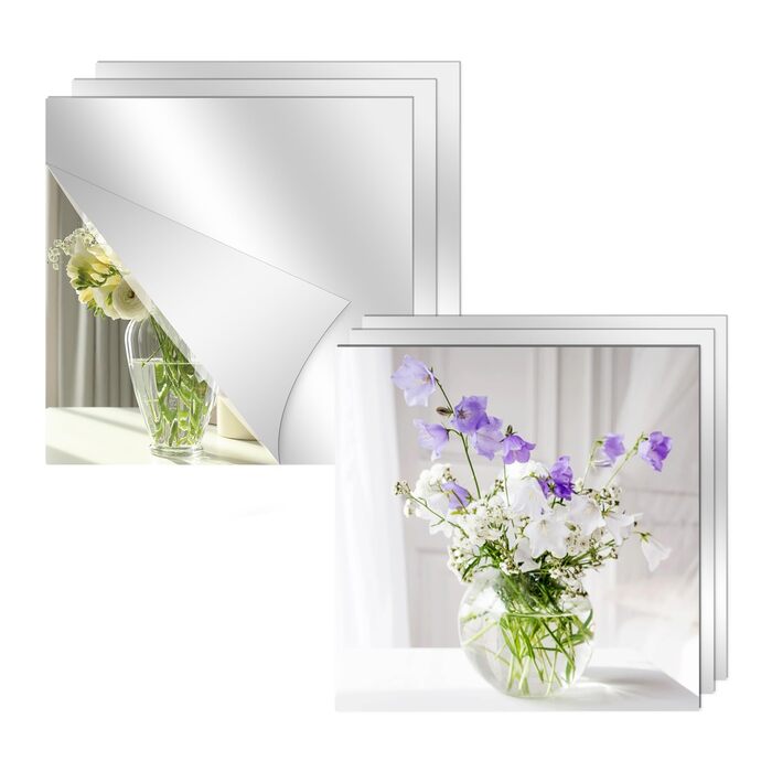 6 дзеркал самоклеючих, 30 x 40 см, акрилові, для стін та шаф, 6 шт.